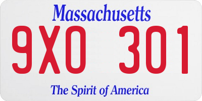 MA license plate 9XO301