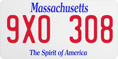 MA license plate 9XO308