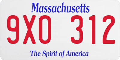 MA license plate 9XO312