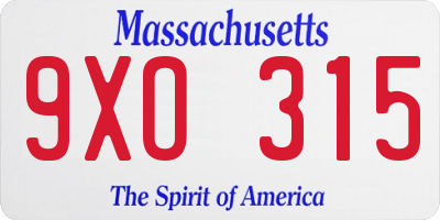MA license plate 9XO315