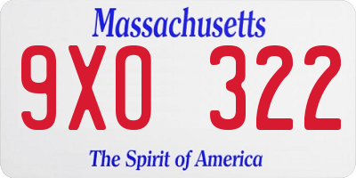 MA license plate 9XO322