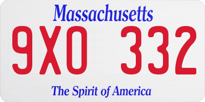 MA license plate 9XO332