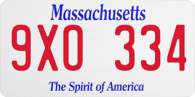 MA license plate 9XO334