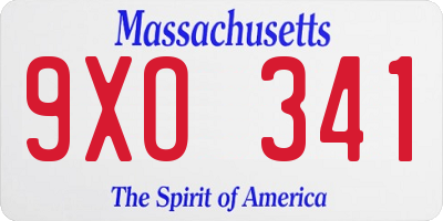 MA license plate 9XO341