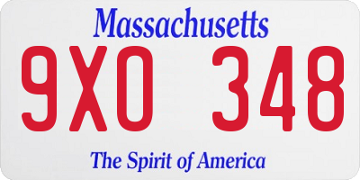 MA license plate 9XO348