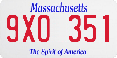 MA license plate 9XO351