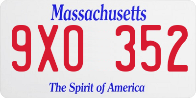 MA license plate 9XO352