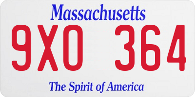 MA license plate 9XO364