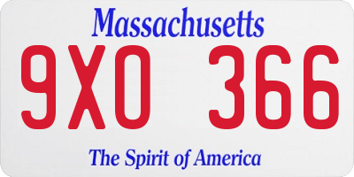 MA license plate 9XO366