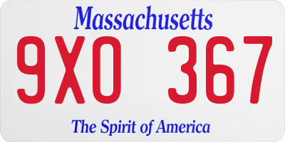 MA license plate 9XO367