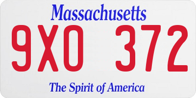 MA license plate 9XO372