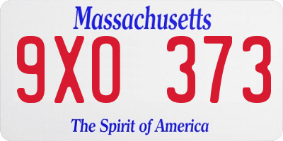 MA license plate 9XO373