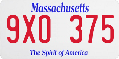 MA license plate 9XO375