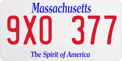 MA license plate 9XO377