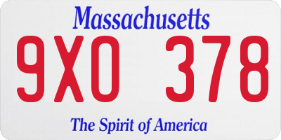 MA license plate 9XO378