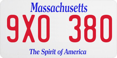 MA license plate 9XO380