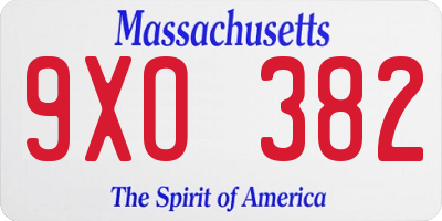 MA license plate 9XO382