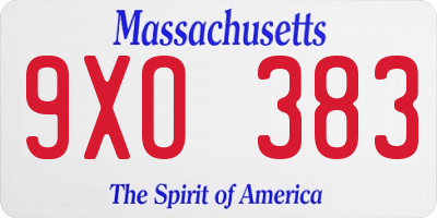 MA license plate 9XO383