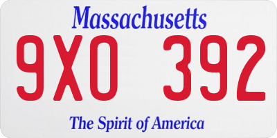 MA license plate 9XO392