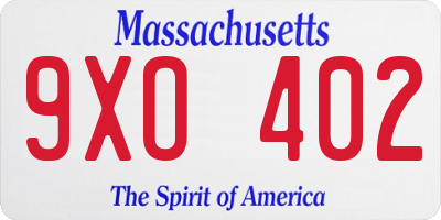 MA license plate 9XO402