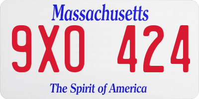 MA license plate 9XO424