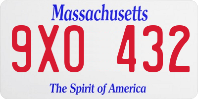 MA license plate 9XO432
