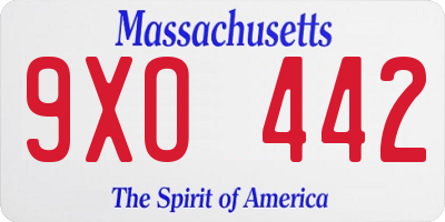 MA license plate 9XO442