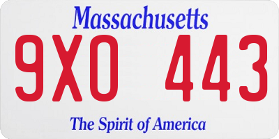 MA license plate 9XO443