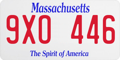 MA license plate 9XO446