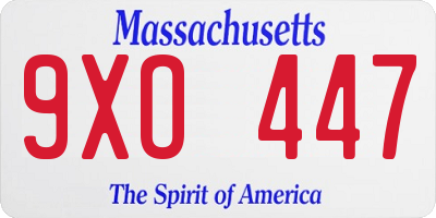 MA license plate 9XO447
