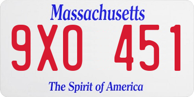 MA license plate 9XO451