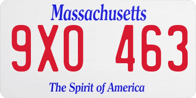 MA license plate 9XO463