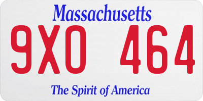 MA license plate 9XO464