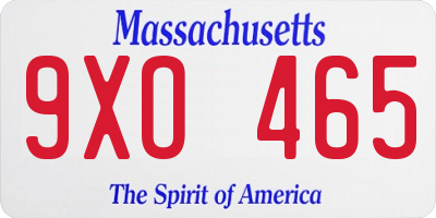 MA license plate 9XO465