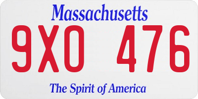 MA license plate 9XO476