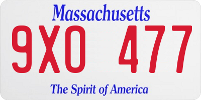 MA license plate 9XO477