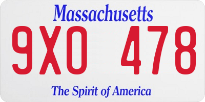 MA license plate 9XO478