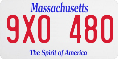 MA license plate 9XO480