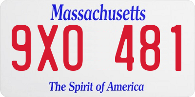 MA license plate 9XO481