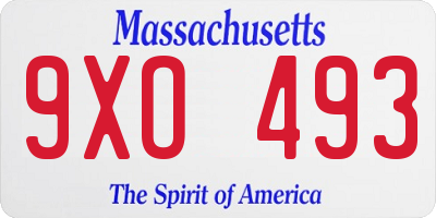 MA license plate 9XO493