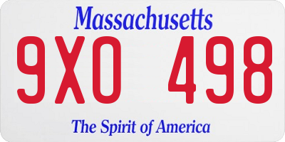 MA license plate 9XO498