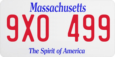 MA license plate 9XO499