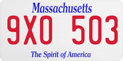 MA license plate 9XO503