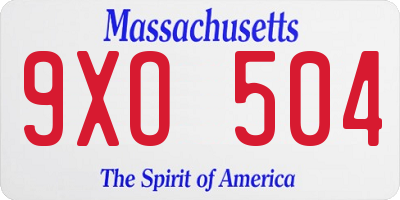 MA license plate 9XO504