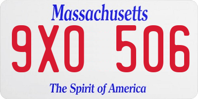 MA license plate 9XO506