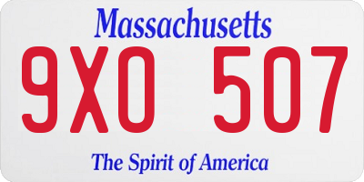 MA license plate 9XO507