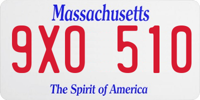 MA license plate 9XO510