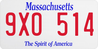 MA license plate 9XO514