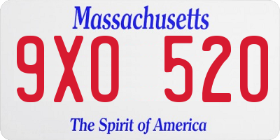 MA license plate 9XO520