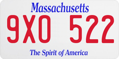 MA license plate 9XO522